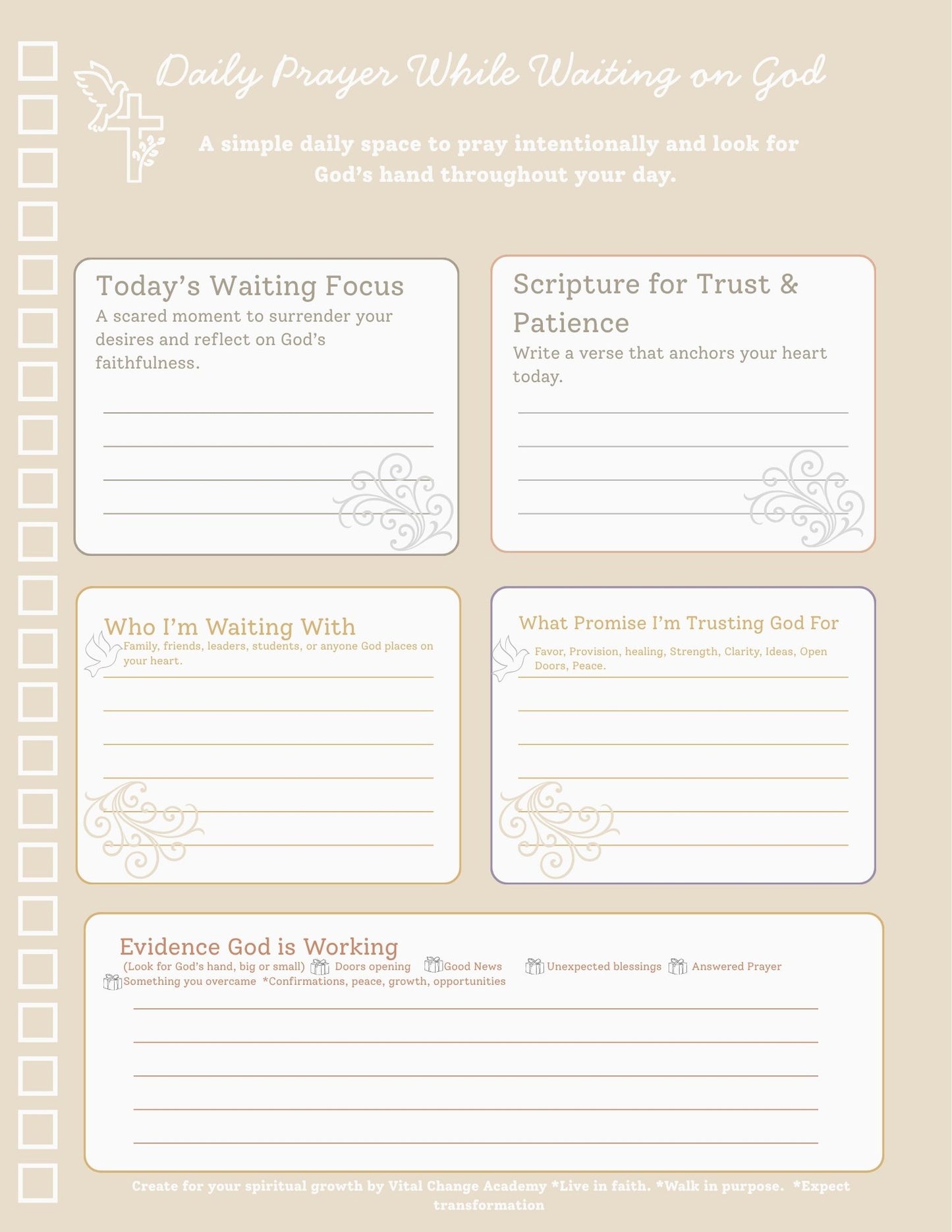 Daily Prayer sheet while waiting