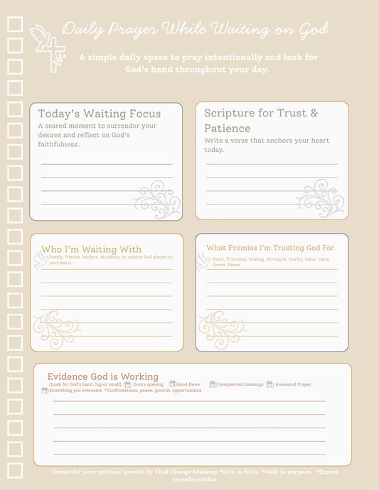 Daily Prayer sheet while waiting