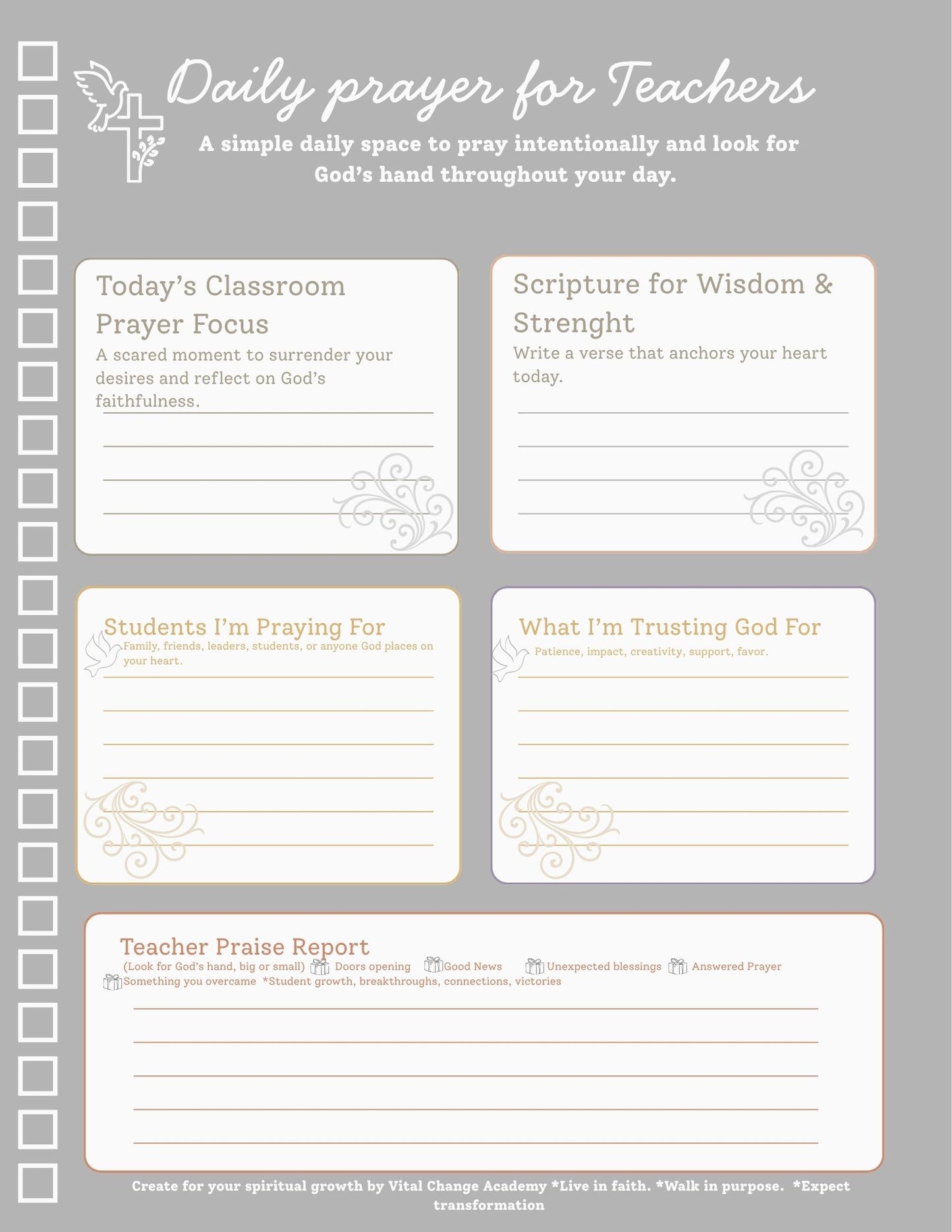 Daily Prayer sheet for teachers