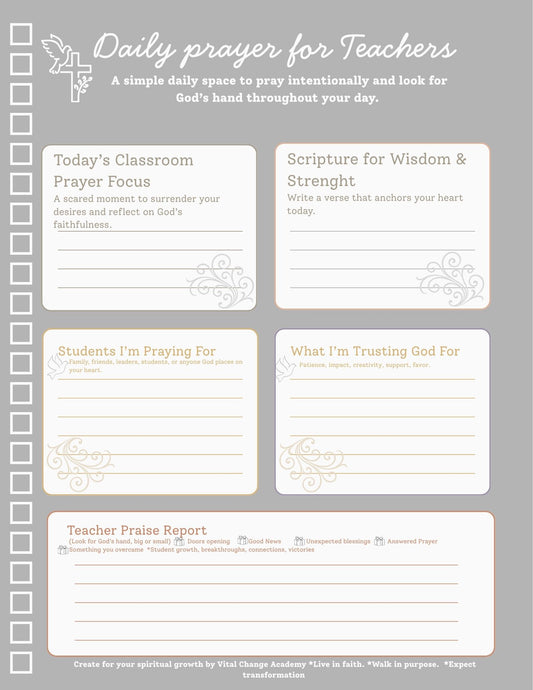 Daily Prayer sheet for teachers