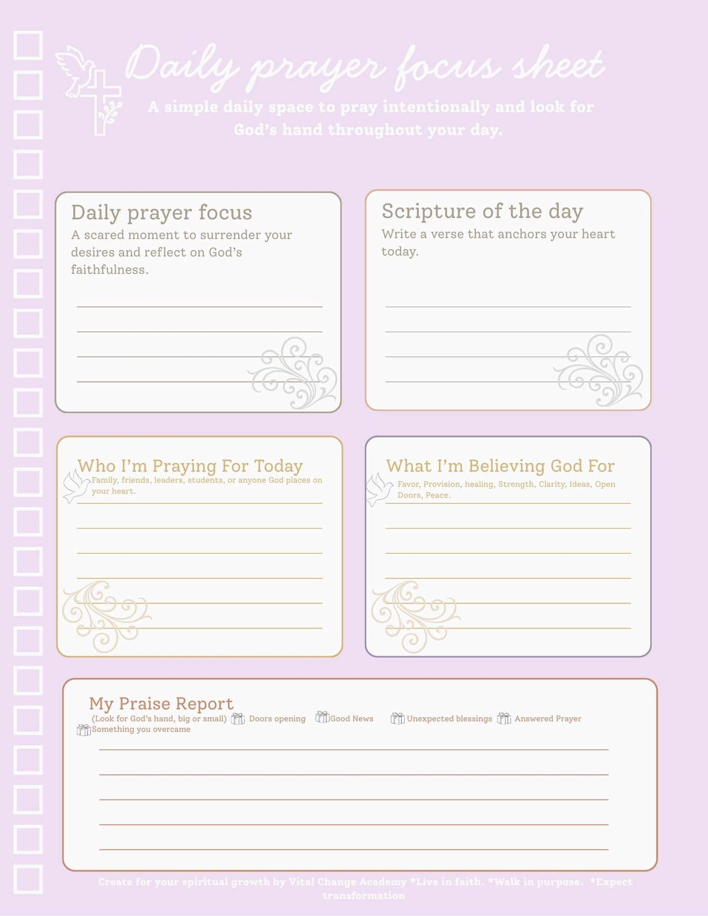 Daily Prayer Focus Sheet | Printable Devotional Page