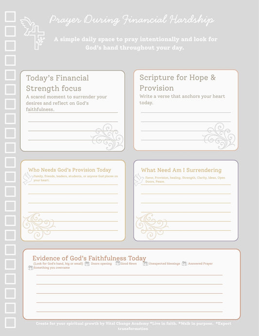 Prayer Sheet for Financial Hardship